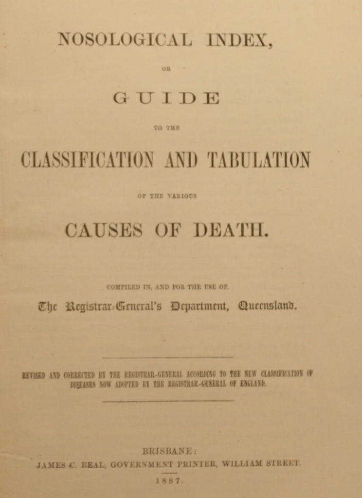 Cover of Nosological Index or Guide to the Classification and Tabulation of Causes of Death